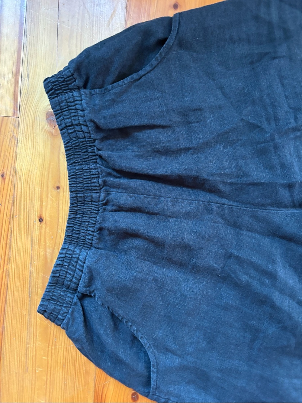 Linenfox Ocean Wide-Leg Linen Pants (Black S) - Picture 2 of 3